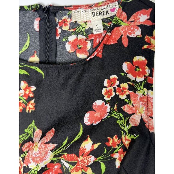 Love With Derek Size S Womens Dress Black Floral Sleeveless Back Zipper - Picture 4 of 8